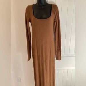 NEW Eterne Brown Caramel Scoop Neck Maxi Dress L